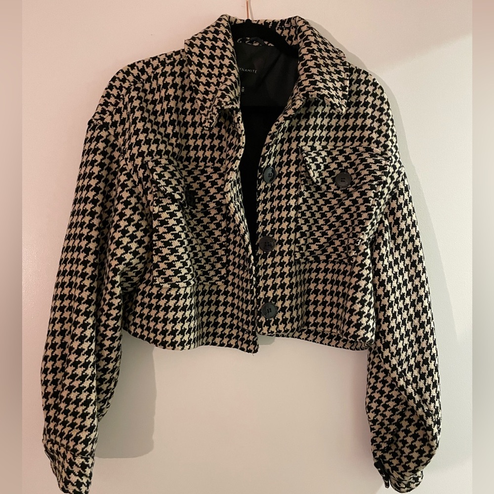 Houndstooth Cropped Jacket